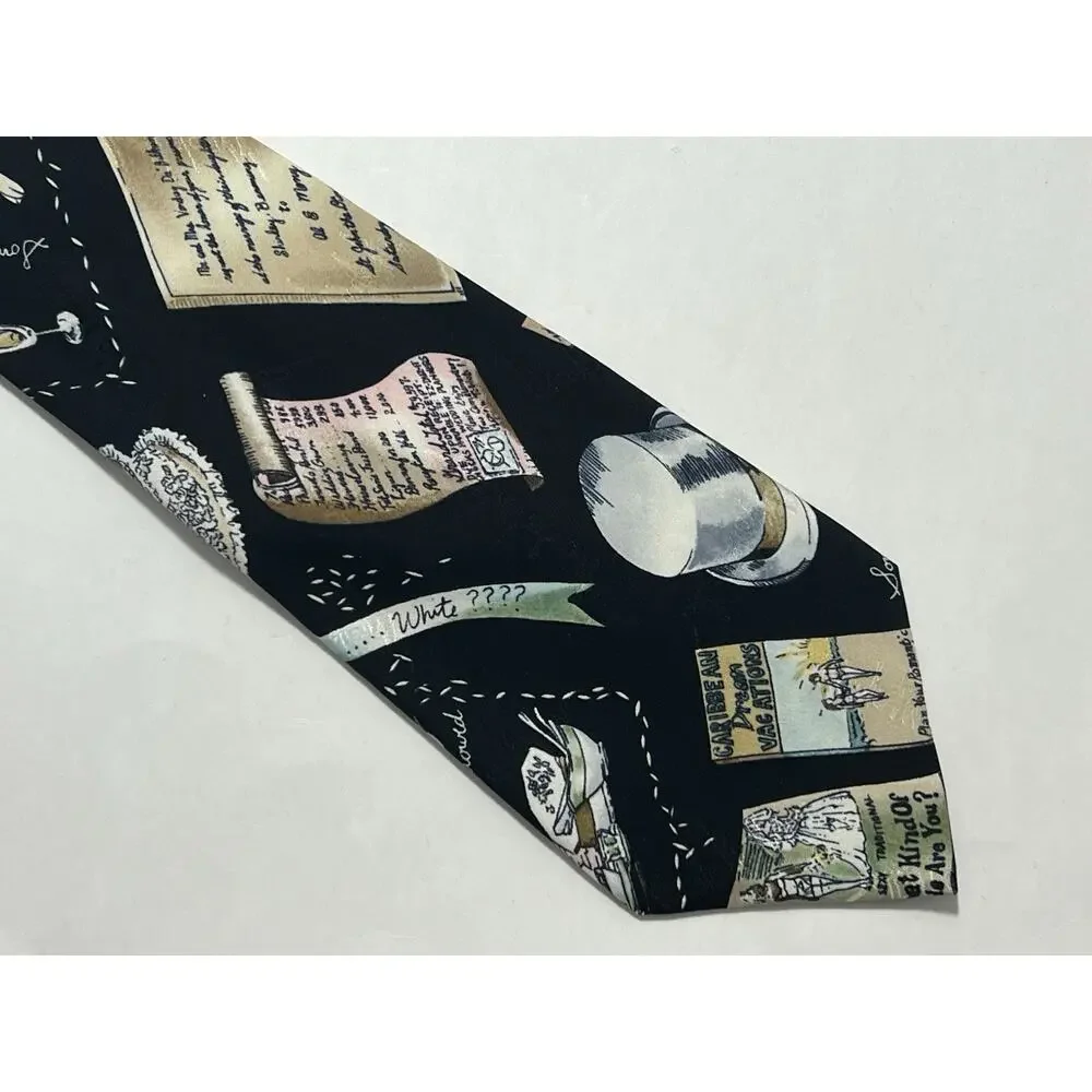 Vintage 1995 Nicole Miller Father of the Bride Wedding Theme Silk Neck Tie